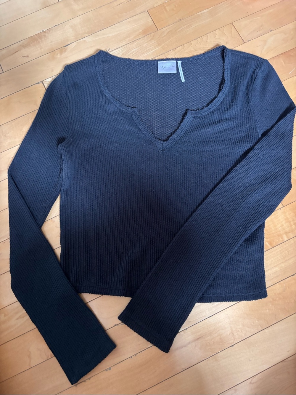 Urban Outfitters Navy Waffle Long-Sleeve Top